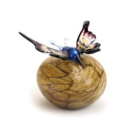 Mini urn Blauwe Vlinder | Bruine Steen | Urn voor as