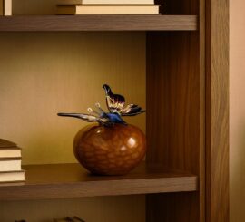 Mini Urn Butterfly Blue on Stone of Glass 15×12 cm