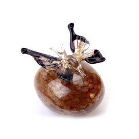 Mini Urn Butterfly Red on Golden Stone Glass 15×12 cm