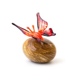 Mini urn Rode Vlinder | Bruine Steen | Handgemaakte Urn