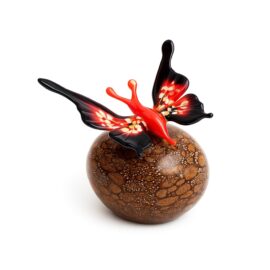Mini Urn Butterfly Red on Glass Stone 15×12 cm