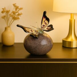Mini Urn Vlinder Transparant | Bruine Steen | Luxe Urn