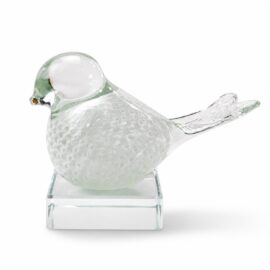 Mini Urn Vogel Wit op kristallen sokkel Loranto Glas