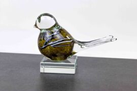 Mini Urn Brown bird by Loranto Glass