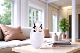 Mini urn White dust Ovaal | Transparante vlinder | Kristallen urn | Handgemaakt in Europa