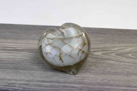 Mini Urn Heart white with Gold Leaf of Glass