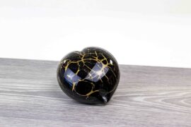 Mini Urn Hart Zwart met bladgoud van Glas