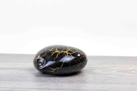 Mini Urn Hart Zwart met bladgoud van Glas