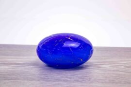 Mini Urn Steen blauw met Bladgoud