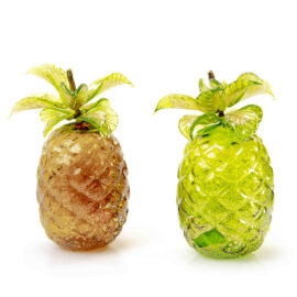 Murano Ananas van glas met bladgoud
