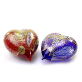 Hart van Murano glas met bladgoud en murrinas