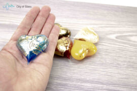 Hart van Murano glas met bladgoud “Hart van goud”