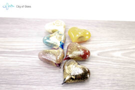 Hart van Murano glas met bladgoud “Hart van goud”