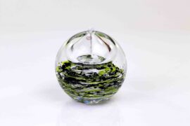 Olielamp Bol zwart en mosgroen van Boheems Kristal