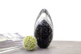 Mini Urn Bohemian Crystal Dust Black Oval