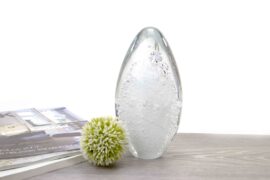 Mini Urn Bohemian Crystal Dust White Oval