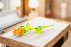 Oranje Roos van Glas | Glazen kunstbloemen | Decoratie object