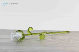 Witte Roos 30 cm Luxe Glascadeau