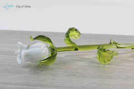 Witte Roos 30 cm Luxe Glascadeau