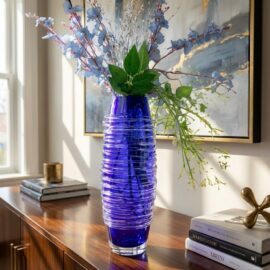 Spiral Vase | Blue | Bohemian Crystal Glass | H39