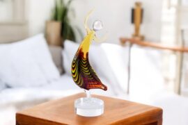 Glazen Beeldje Salsa Dancer | Geel Zwart | Luxe Cadeau | Decoratieve beeldjes