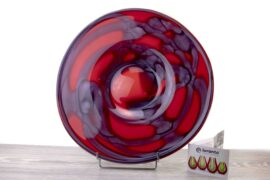 Schaal rood grijs | Glazen Schaal | Rode Schaal van Glas | Loranto Schaal | Luxe Schaal