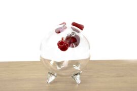 Spaarpot varken van glas rode snuit