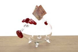 Spaarpot varken van glas rode snuit