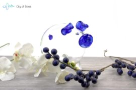 Glass piggy bank blue muzzle