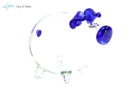 Glass piggy bank blue muzzle