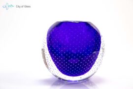 Blue crystal nail vase or bowl by Ozzaro