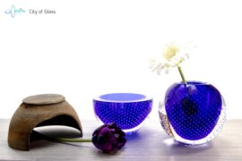 Blauwe kristallen spijkervaas of kom van Ozzaro