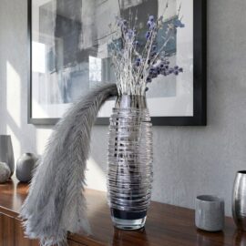 Spiral Vase | Gray | Bohemian Crystal Glass | H39