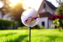 Garden Stake Ball White | Garden Decorations