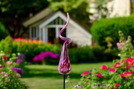 Tuinprikker Swirl Roze | Luxe Tuinobject | H 43cm | Spiraal Tuindecoratie