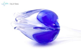 Glazen tulp Wit Blauw van Loranto 50cm