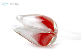 Glazen tulp Wit Rood van Loranto 50cm