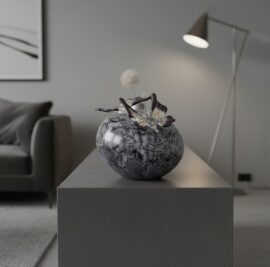 Mini urn 2 Transparante Vlinders | Grijze Steen | Luxe urn