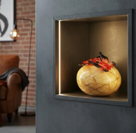 Mini urn 2 Rode Vlinders | Bruine Steen | Luxe Urn