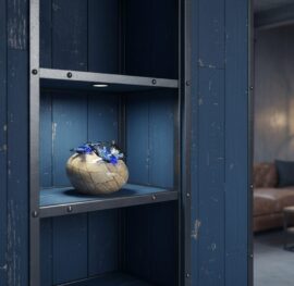 Mini urn 2 Blauwe Vlinders | Bruine Steen | Urn van Glas