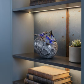 Mini urn 2 Blauwe Vlinders | Grijze Steen | Glazen Urn