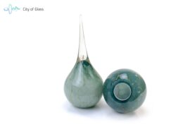 Urn Druppel met bladgoud H30cm – UD.30.GR – Groen