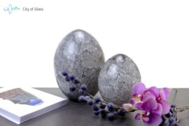 Glass Urn Oval Gray