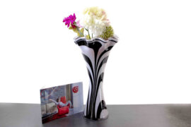 Hoge vaas Zebra met rode binnenkant van Loranto – 40 cm