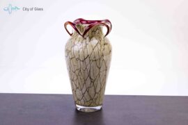 Vaas Marmer met rode binnenkant H28 cm