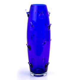 Vaas Cactus | Blauw | Boheems Kristalglas | H39cm