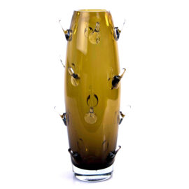 Vaas Cactus | Goud/Bruin | Boheems Kristalglas | H39cm