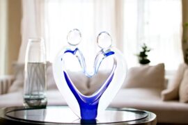 Verbondenheid Blauw | Kristallen Hartvormig Object | Luxe Sculptuur