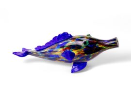 Vis van Glas Blauw| Luxe Wijnschenker | Glazen Dieren Decoratie