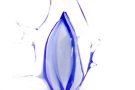 Glass fish figurine blue with white